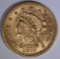 1879 $2 1/2 GOLD LIBERTY  CH BU+