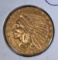1927 $2 1/2 GOLD INDIAN HEAD  CH BU