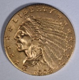 1908 $2 1/2 GOLD INDIAN HEAD  CH BU