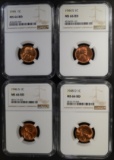 4 LINCOLN CENTS NGC MS-66 RD