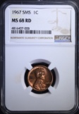 1967 SMS LINCOLN CENT NGC MS68 RD