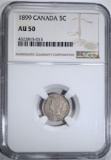 1899 CANADA 5-CENTS, NGC AU-50