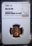 1955 LINCOLN CENT, NGC MS-66 RED