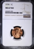 1976 LINCOLN CENT, NGC MS-67 RED