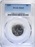 1937 BUFFALO NICKEL, PCGS MS-65