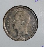 1921 SILVER 1/2 BOLIVAR VENEZUELA CH.AU