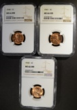 1940, 41, 42 LINCOLN CENTS NGC MS-66 RD