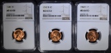 1944-P,D,S LINCOLN CENTS NGC MS-66 RD