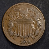1870 TWO CENT PIECE, VF KEY DATE