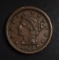 1854 BRAIDED HAIR LARGE CENT  XF