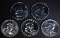 1955, 56, 57, 58 & 59 PROOF FRANKLIN HALF DOLLARS