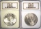 2- 1923 PEACE SILVER DOLLARS, NGC MS64