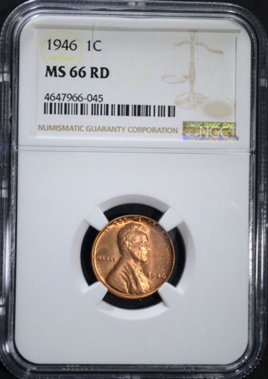 1946 LINCOLN CENT NGC MS 66 RD