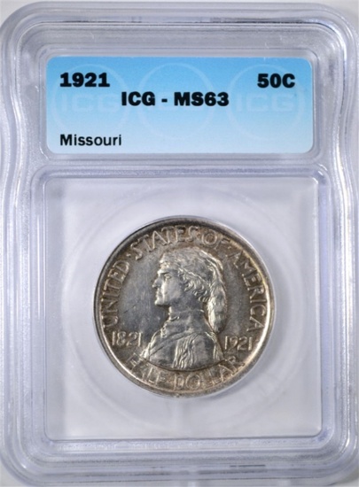 1921 MISSOURI COMMEM HALF DOLLAR, ICG MS-63