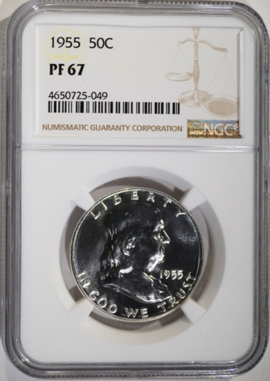 1955 FRANKLIN HALF DOLLAR, NGC PF-67