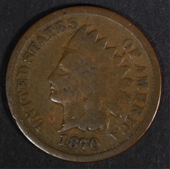 1870 INDIAN HEAD CENT, GOOD KEY DATE