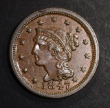 1847 BRAIDED HAIR LARGE CENT  CH BU