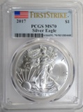 2017 AMERICAN SILVER EAGLE PCGS MS70