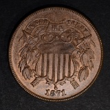 1871 TWO CENT PIECE  CH BU+