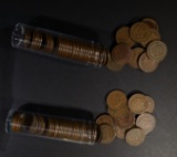 ROLLS OF 50 EACH AVG CIRC INDIAN CENTS: