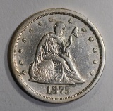 1875-S TWENTY CENT PIECE, XF/AU
