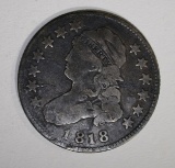 1818 BUST QUARTER, VG+