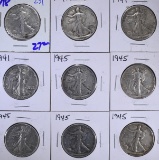 9 - WALKING LIBERTY HALF DOLLARS, CIRC