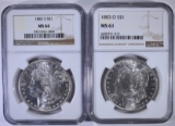 1882-S MORGAN NGC MS64 & 1883-O