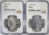 1885-O MORGAN NGC MS63 & 1904-O