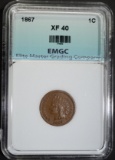 1867 INDIAN CENT, EMGC XF