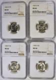 4 JEFFERSON NICKELS NGC MS-66