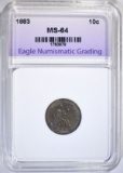 1883 SEATED DIME, ENG CH/GEM BU