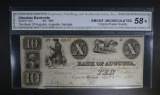 1836 $10 STATE BANK OF AUGUSTA CGA ABOUT UNC*-OPQ