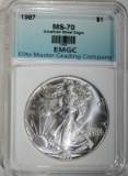 1987 AMERICAN SILVER EAGLE EMGC PERFECT