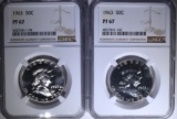 2 - 1963 FRANKLIN HALF NGC PF67