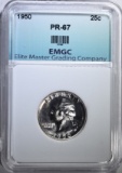 1950 WASHINGTON QTR EMGC SUPERB