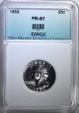 1953 WASHINGTON QTR EMGC SUPERB