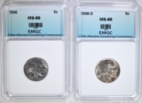 1936 & 1938-D BUFFALO NICKELS EMGC