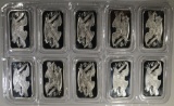 10-1oz .999 SILVER BARS, EAGLE WITH ARROWS