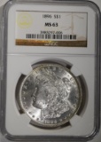 1896 MORGAN DOLLAR NGC MS63 COLOR