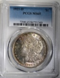 1921-D MORGAN DOLLAR PCGS MS-65