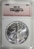 1989 AMERICAN SILVER EAGLE WHSG GRADED