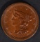 1857 HALF CENT  CH BU+