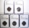 LOT OF (5) WASHINGTON QUARTERS, NGC MS-66