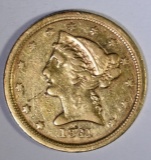 1841 C $5.00 GOLD LIBERTY  XF