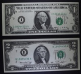 1976 $2 & 1969D $1 FEDERAL RESERVE NOTES