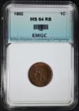 1892 INDIAN CENT, EMGC CH/GEM BU RB