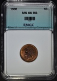 1908 INDIAN CENT, EMGC SUPERB GEM BU RB