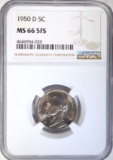 1950-D JEFFERSON NICKEL NGC MS66 5FS