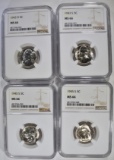 4 JEFFERSON NICKELS NGC MS-66